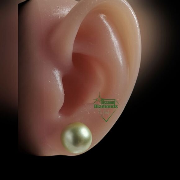 Light Green 10mm South Sea Shell Pearl Stud Earrings on 925 Sterling … - Picture 6 of 7